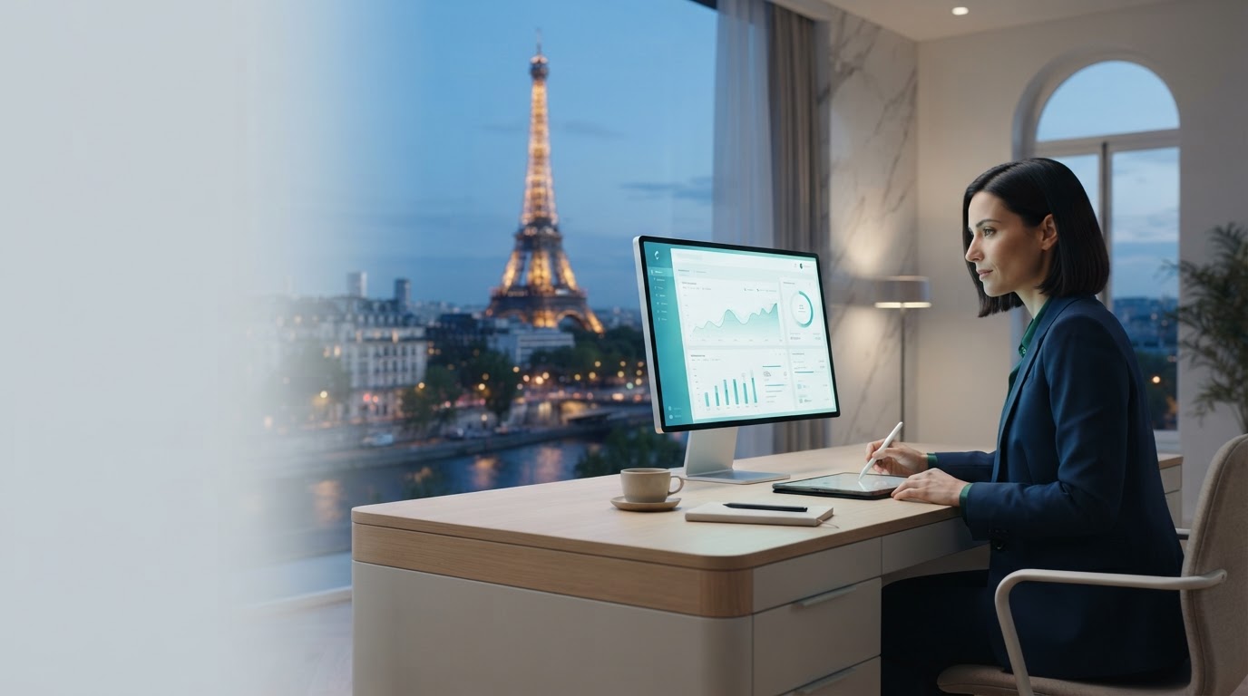 Stream Evista Ai, poste de travail minimaliste avec tableau de bord de données boursières